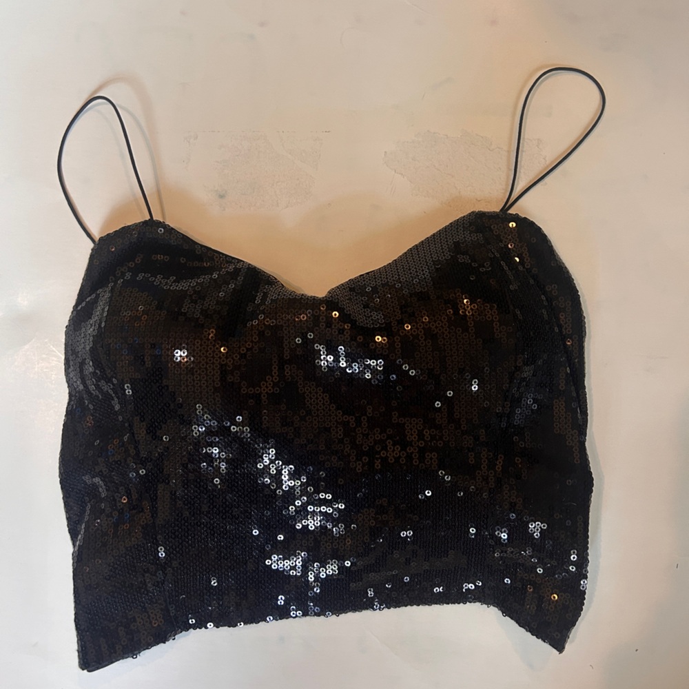 Party black sequin tank shirt
